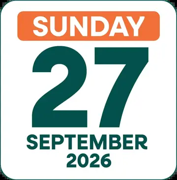 Sunday, 27 September 2026